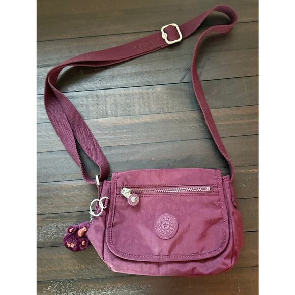 Kipling Sabian Crossbody Mini Shoulder Bag Nylon Plum - Picture 1 of 8